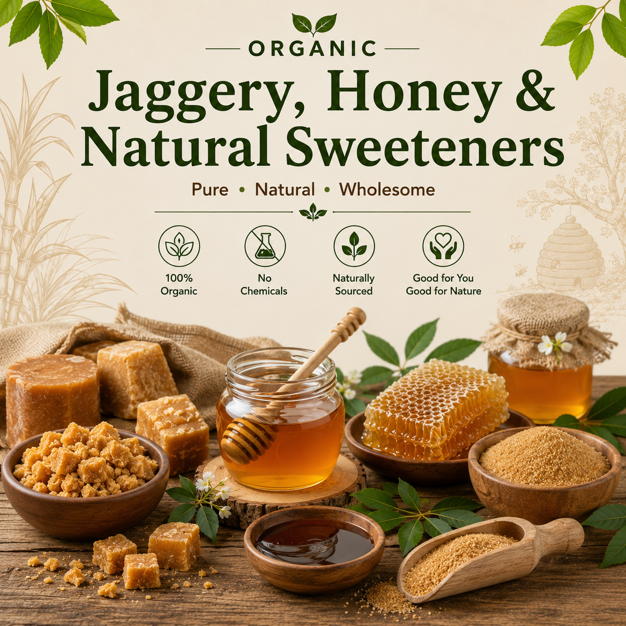 Organic Jaggery, Honey & Natural Sweeteners
