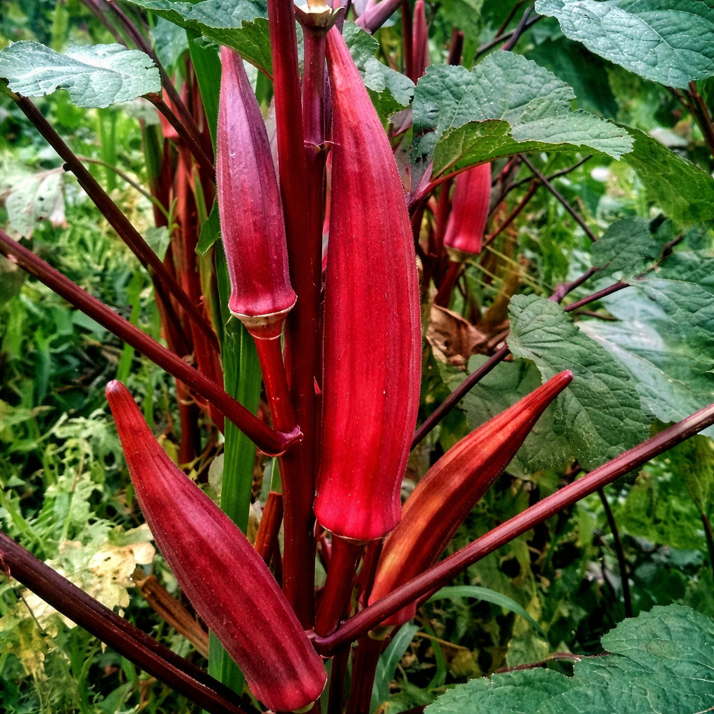 Okra Bhindi Scarlet Red Seeds - 30 Seeds Pack | Chemical-Free | Easy to Grow